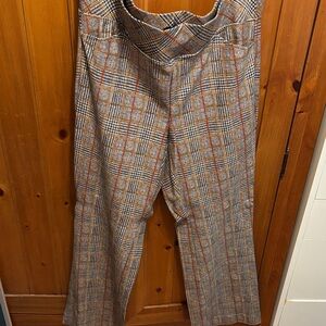 Torrid Plaid Wide Leg Pants - Orange, Black, White